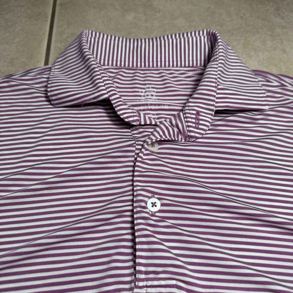 NICE Turtleson Performance Men's S Purple White Striped Preppy Polo Shirt